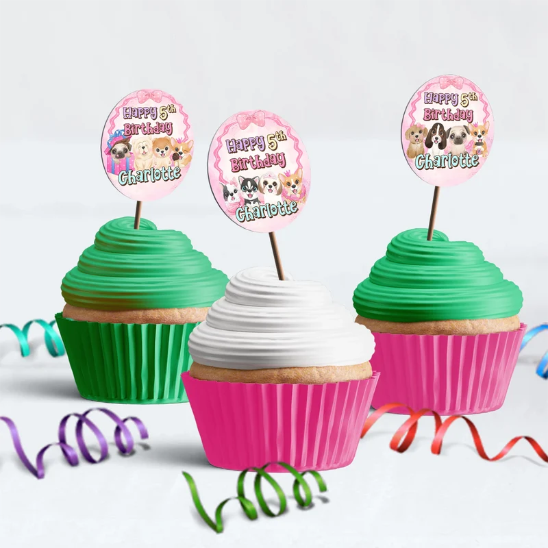 Dog Birthday Decorations, Puppy Party Supplies, Pawty Themed, Paw Digital Template, Editable Puppy & Dog Image SVG PNG