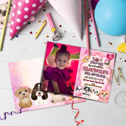 Dog Birthday Decorations, Puppy Party Supplies, Pawty Themed, Paw Digital Template, Editable Puppy & Dog Image SVG PNG