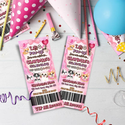Dog Birthday Decorations, Puppy Party Supplies, Pawty Themed, Paw Digital Template, Editable Puppy & Dog Image SVG PNG