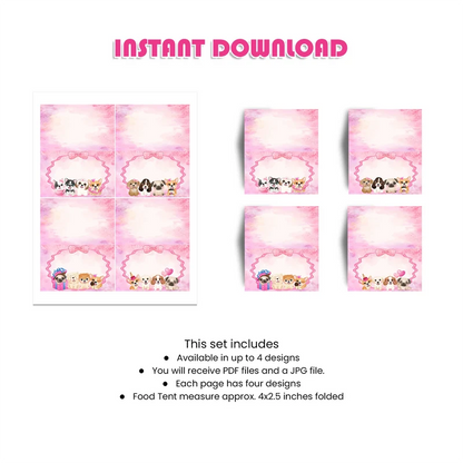 Puppy & Dog Food Cards Printable Digital Download