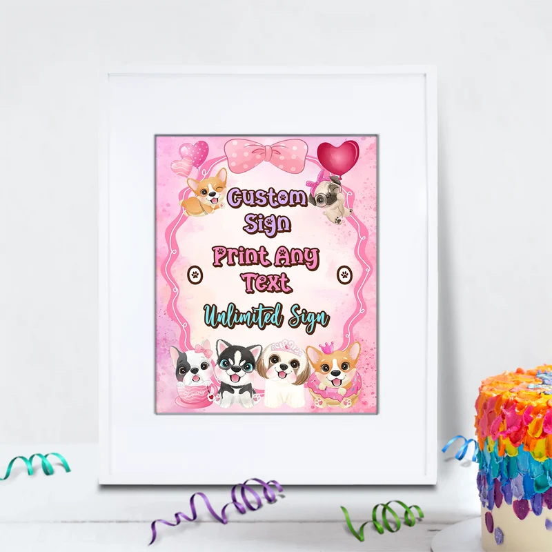 Dog Birthday Decorations, Puppy Party Supplies, Pawty Themed, Paw Digital Template, Editable Puppy & Dog Image SVG PNG