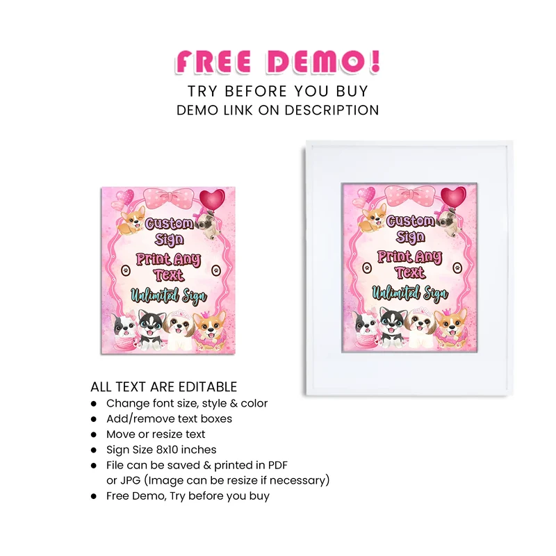 Puppy & Dog Custom Sign Printable Digital Download