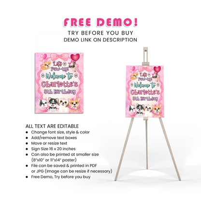 Puppy & Dog Welcome Sign Printable Digital Download