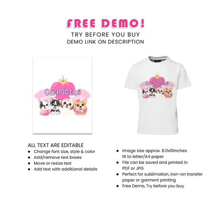 Puppy & Dog Sublimation T-Shirt Digital Download