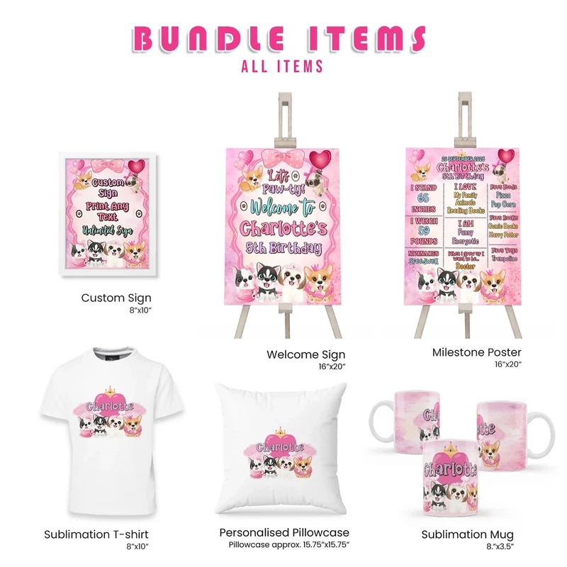 Puppy & Dog Personalized Party Pack Bundle Printable Digital Download
