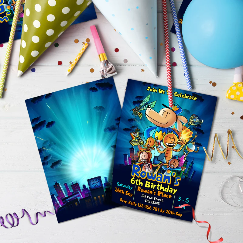 Dog Man Birthday Decorations, Funny cartoon Party Supplies, Superhero Dog Themed, Dogman Digital Template, Editable Dog Man Image SVG PNG