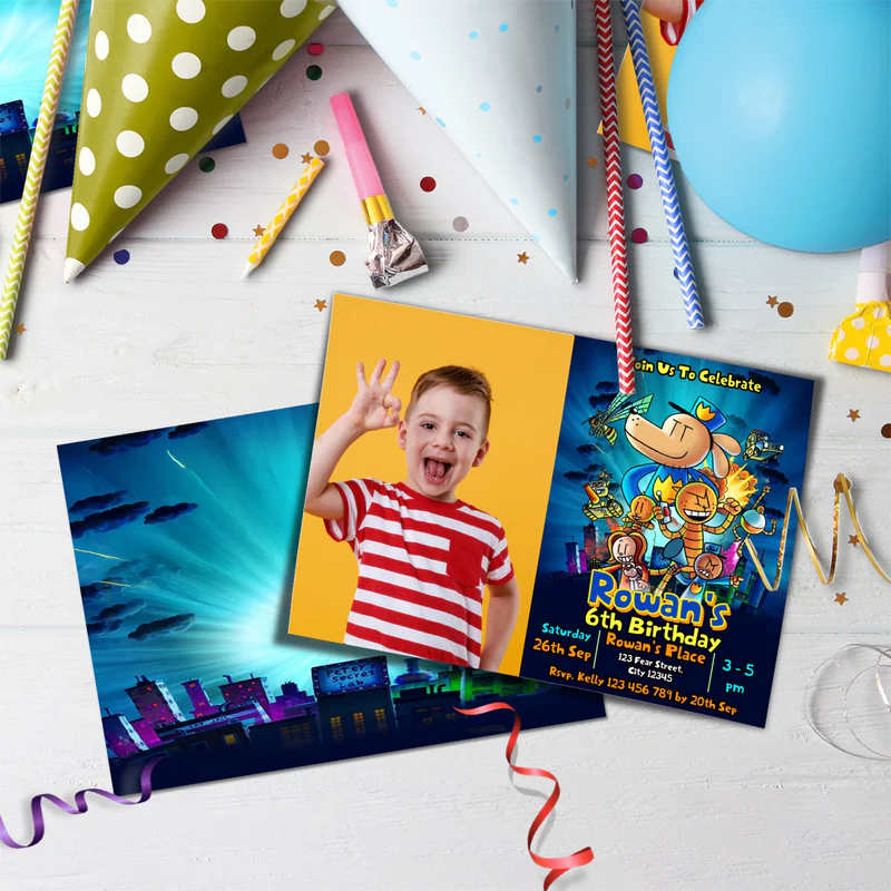 Dog Man Birthday Decorations, Funny cartoon Party Supplies, Superhero Dog Themed, Dogman Digital Template, Editable Dog Man Image SVG PNG