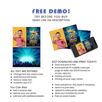 Dog Man Personalized Photo Card Invitations Printable Digital Download