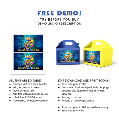Dog Man Treat Box Label Printable Digital Download