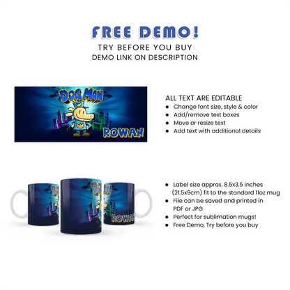 Dog Man Sublimation Mug Digital Download