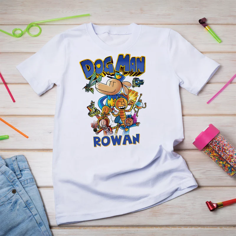 Dog Man Birthday Decorations, Funny cartoon Party Supplies, Superhero Dog Themed, Dogman Digital Template, Editable Dog Man Image SVG PNG
