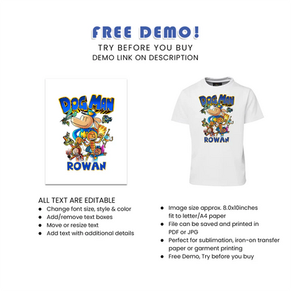 Dog Man Sublimation T-Shirt Digital Download
