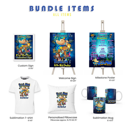 Dog Man Personalized Party Pack Bundle Printable Digital Download