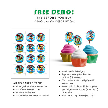 Dragon Ball Personalized Cupcakes Toppers - Add Fun to Your Party