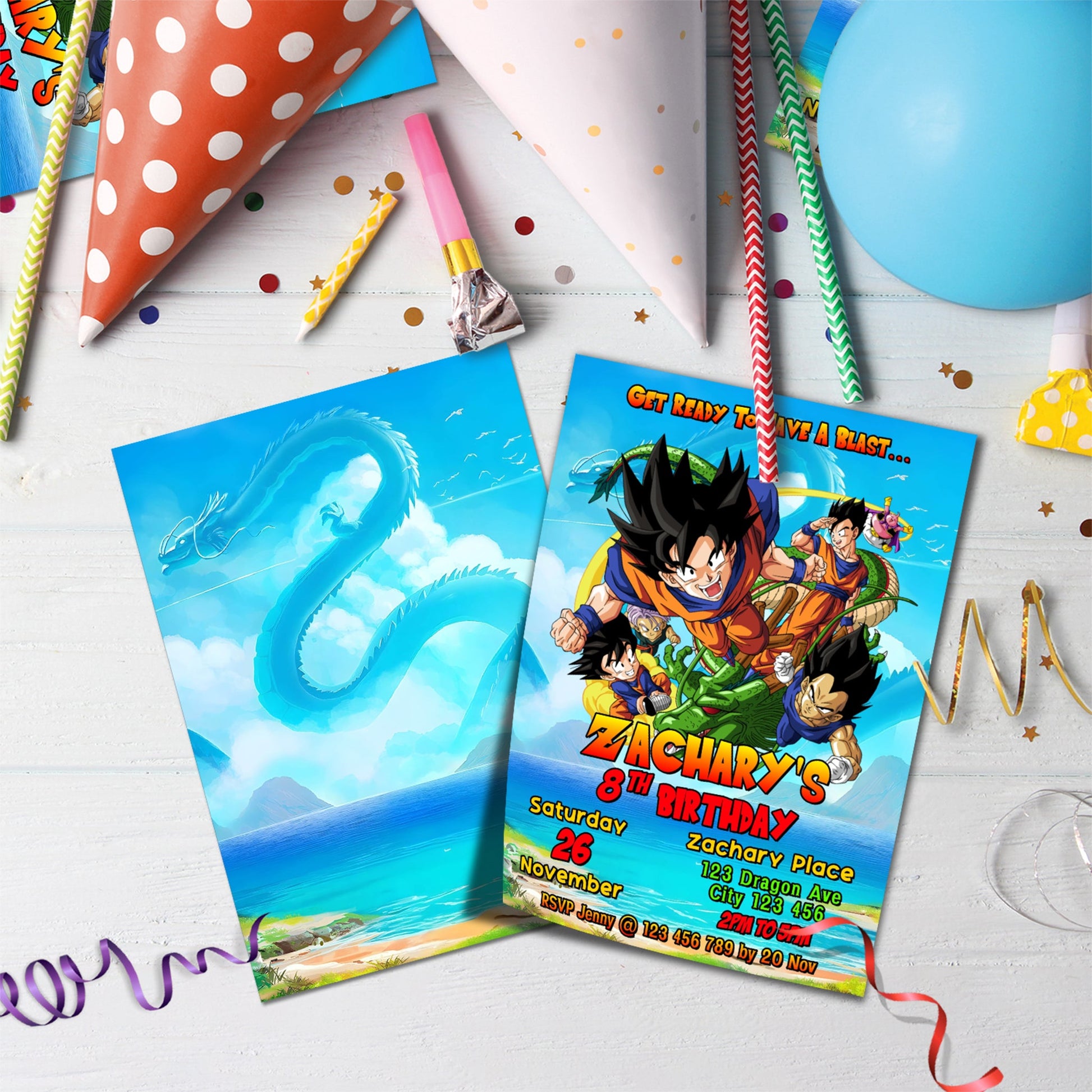 Dragon Ball Birthday Decorations, Son Goku Party Supplies, Dragon Ball Anime Themed, Dragon Ball Son Goku Digital Template, Editable Dragon Ball Image SVG PNG