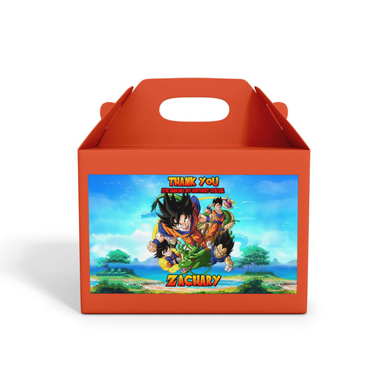 Dragon Ball themed treat box label