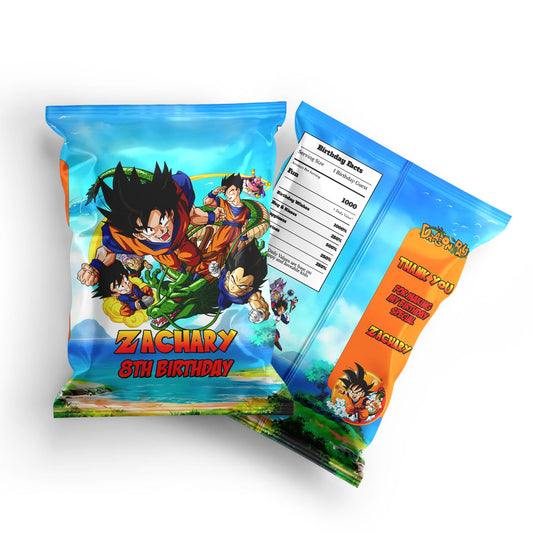 Dragon Ball themed chips bag label