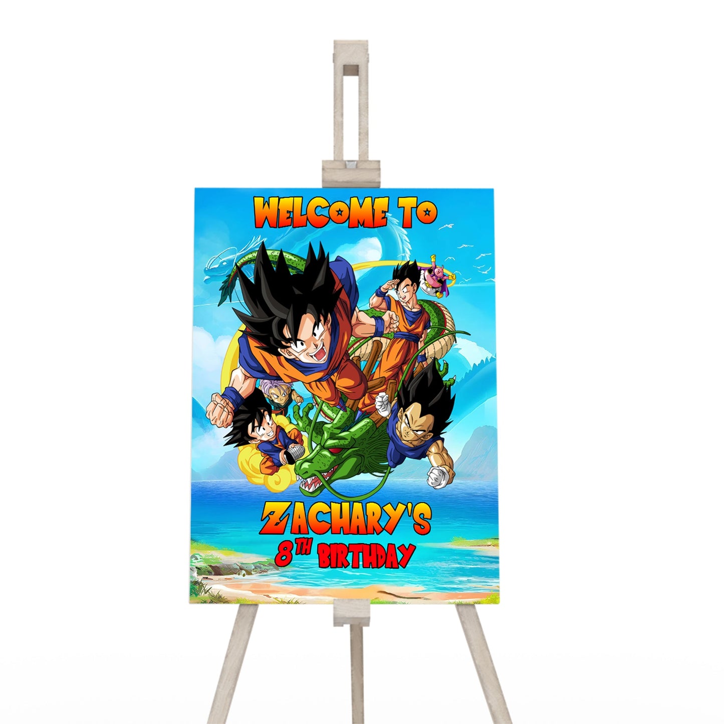 Welcome sign with Dragon Ball theme