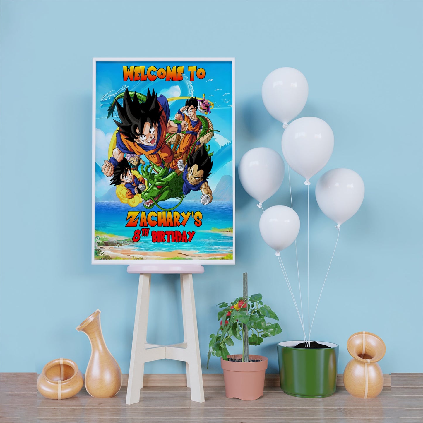 Dragon Ball Birthday Decorations, Son Goku Party Supplies, Dragon Ball Anime Themed, Dragon Ball Son Goku Digital Template, Editable Dragon Ball Image SVG PNG