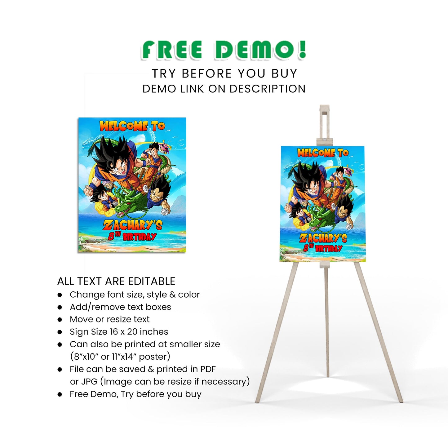 Welcome Sign with Dragon Ball Personalization - Greet Your Guests in Style