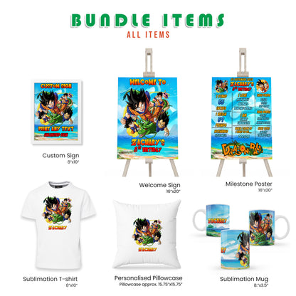 Dragon Ball Personalized Digital Template Party Pack Bundle for Birthday Party Decorations