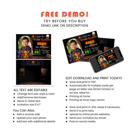 Photo Card Invitations - Five Nights At Freddy’s Personalized Designs