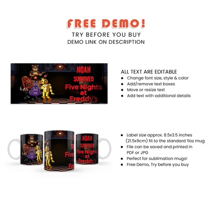 Sublimation Mugs with Five Nights At Freddy’s Design - Personalized for You