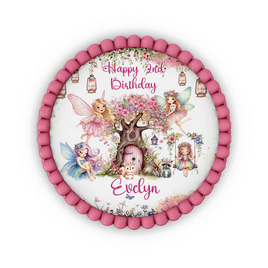 Magical Fairy Personalized Edible Icing Cake Images for custom cake decoration