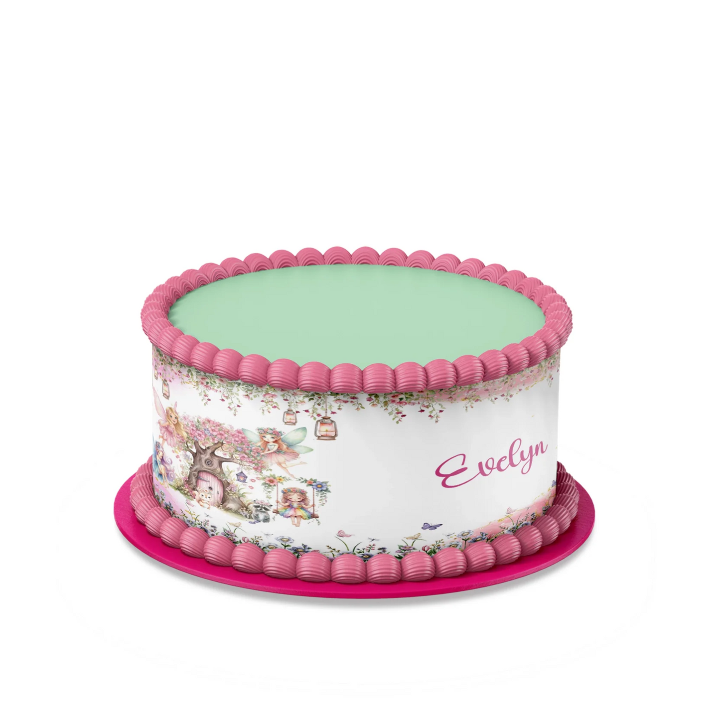 Magical Fairy Personalized Edible Cake Strips to wrap around cakes with fairy designs