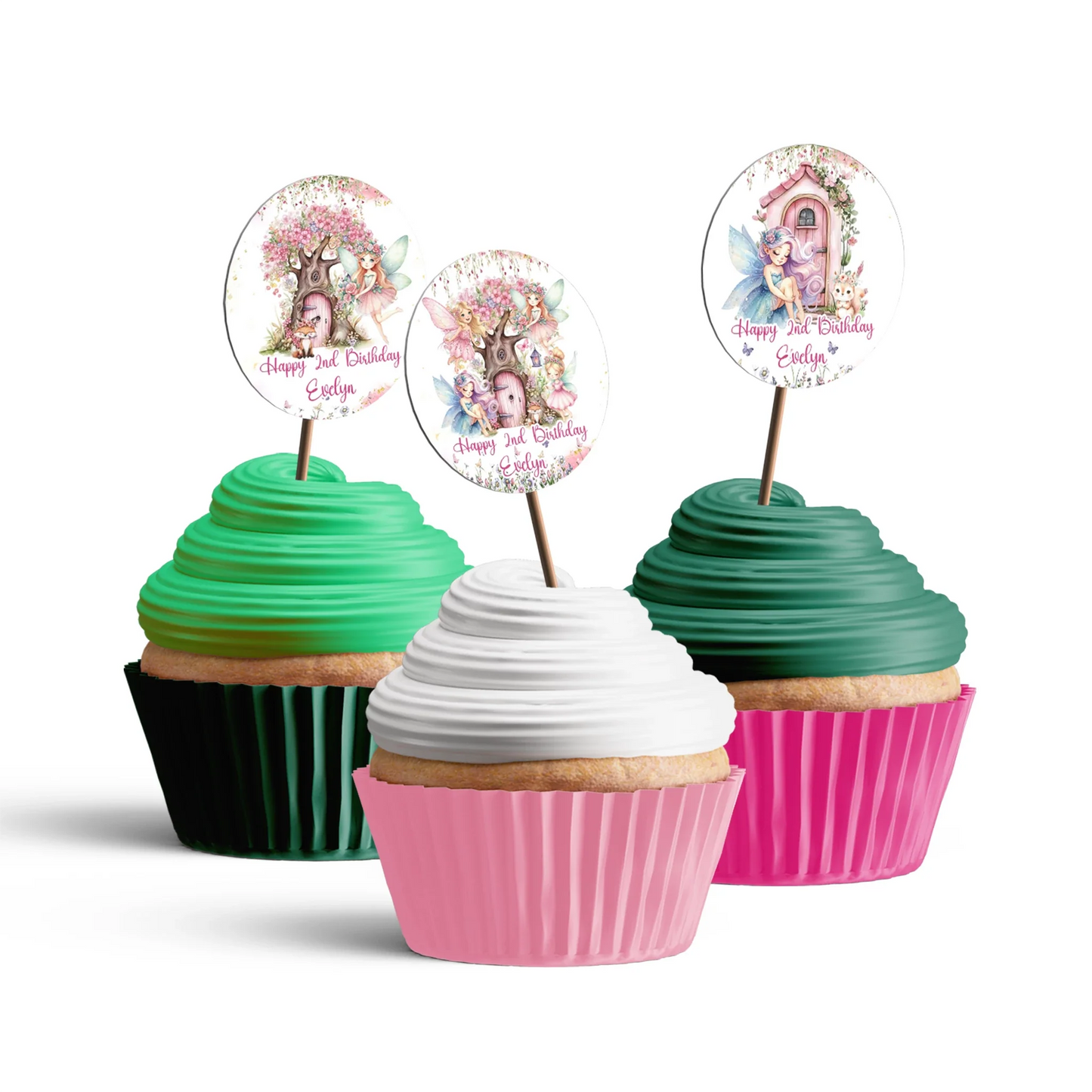 Magical Fairy Personalized Cupcakes Toppers for themed birthday cupcakes