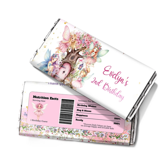 Magical Fairy Chocolate Label for custom wrapped candy bars with fairy style