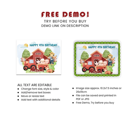 Best Farm Animals Theme Personalized Icing Sheet Cake Topper Images