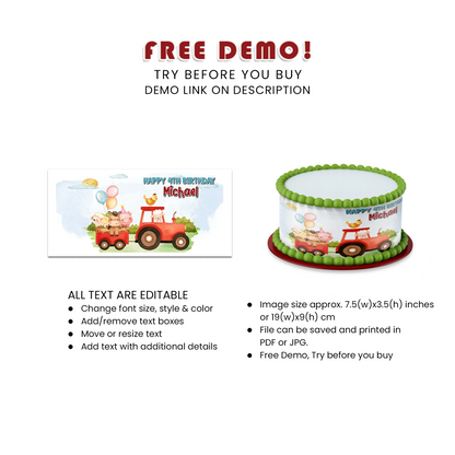 Best Farm Animals Theme Personalized Cake Strips Image