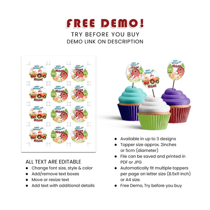 Farm Animals Theme Personalized Cupcake Toppers Printable