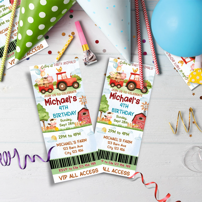 1st Birthday Birthday Decorations, Tracktor Party Supplies, Farm Animals Themed, Barn Yard Theme Digital Template, Editable Farm Animals Theme Image SVG PNG