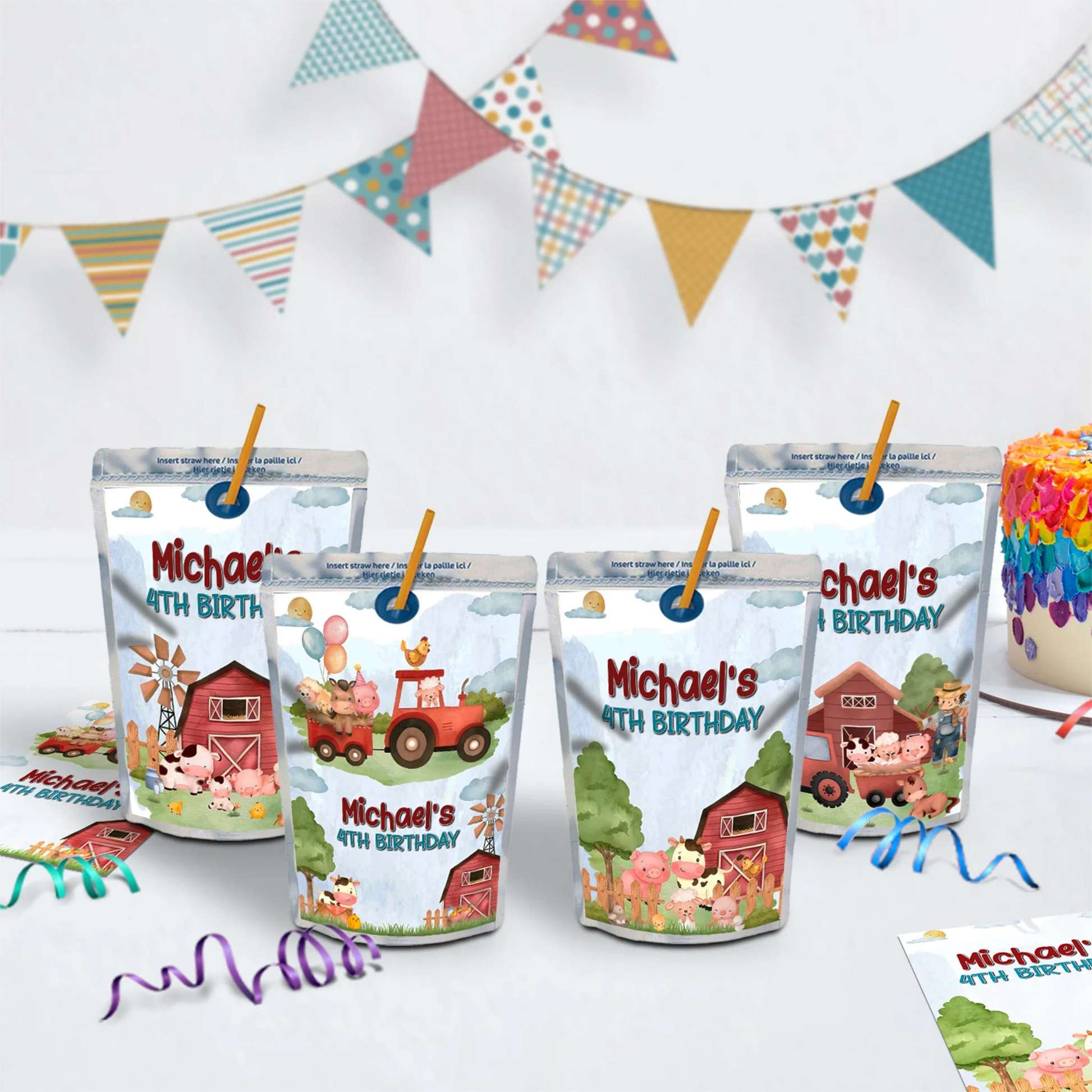 1st Birthday Birthday Decorations, Tracktor Party Supplies, Farm Animals Themed, Barn Yard Theme Digital Template, Editable Farm Animals Theme Image SVG PNG