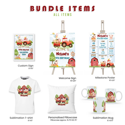 Buy Farm Animals Theme Personalized Party Pack Digital Template Bundle