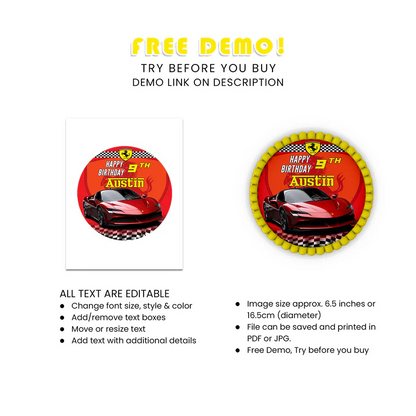 Ferrari Edible Icing Sheet Cake Images Personalized for Birthdays