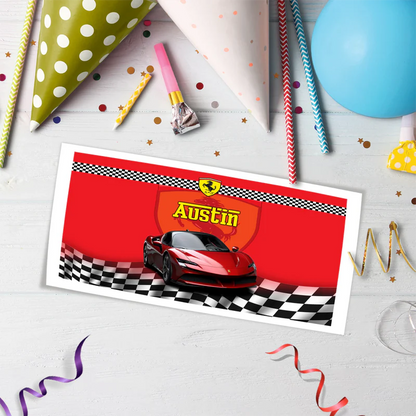 Ferrari Birthday Decorations, Red Ferrari Party Supplies, Sport Car Themed, Ferrari F1 Digital Template, Editable Ferrari Image SVG PNG