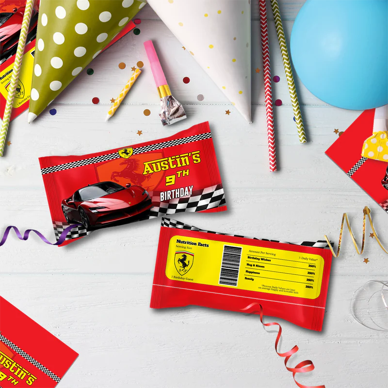 Ferrari Birthday Decorations, Red Ferrari Party Supplies, Sport Car Themed, Ferrari F1 Digital Template, Editable Ferrari Image SVG PNG