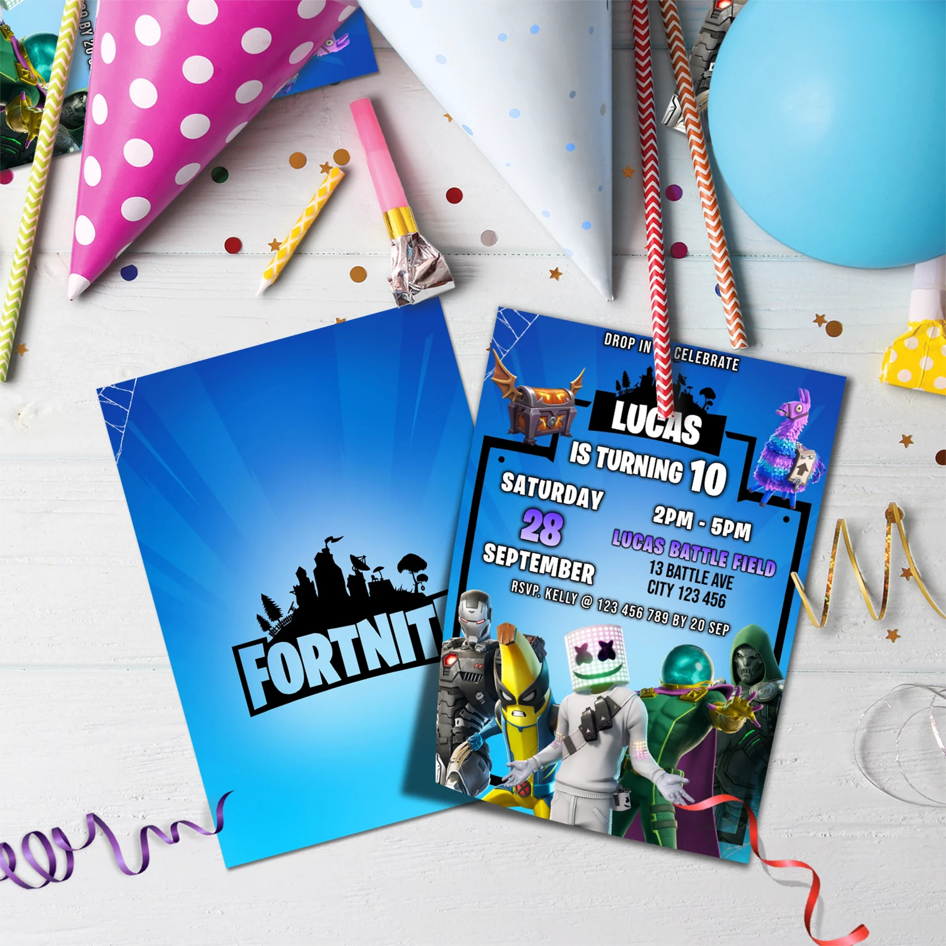 Fortnite Birthday Decorations, Fortnite Party Supplies, Play Fortnite Themed, Fortnite Games Digital Template, Editable Fortnite Image SVG PNG