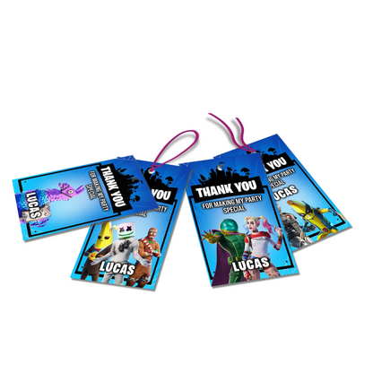 Fortnite thank you Tags with Fortnite theme for Party favors