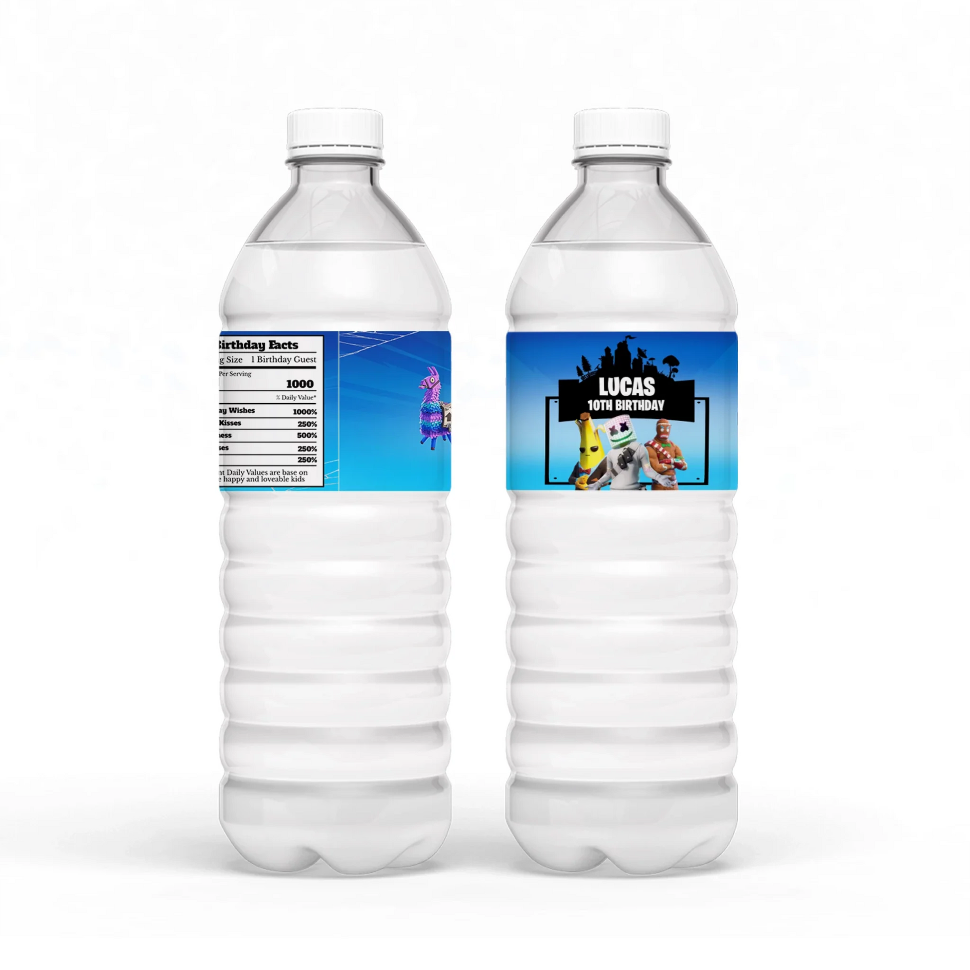 Fortnite Water Bottle Label with Fortnite graphics for Party drinks