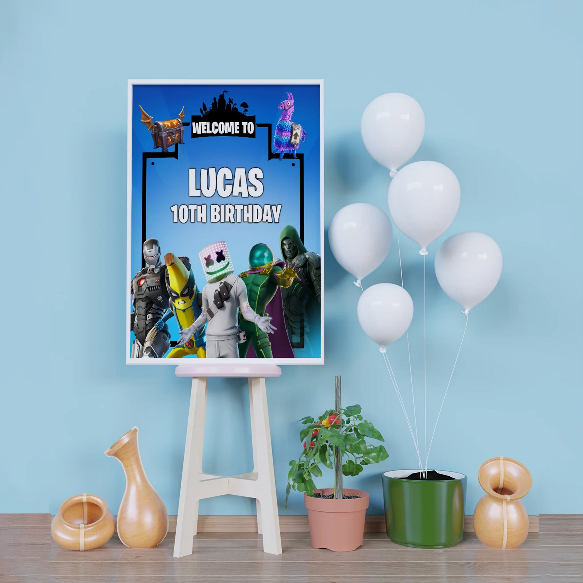 Fortnite Birthday Decorations, Fortnite Party Supplies, Play Fortnite Themed, Fortnite Games Digital Template, Editable Fortnite Image SVG PNG