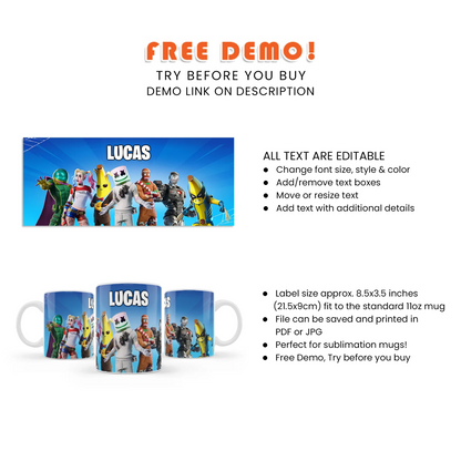 Fortnite Sublimation Mug - Custom Fortnite Mug Gift