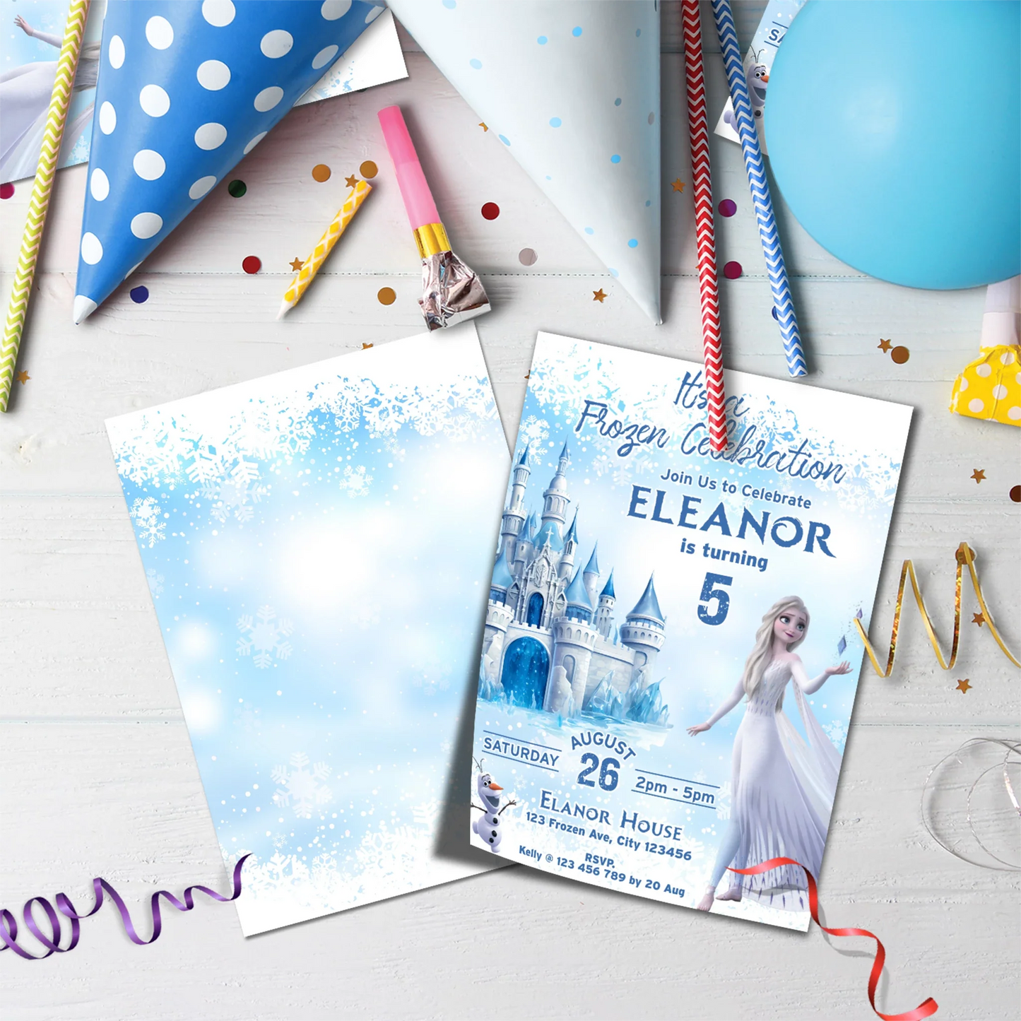 Frozen Birthday Decorations, Anna, Elsa, Olaf Party Supplies, Frozen Themed, Frozen Disney Digital Template, Editable Frozen Image SVG PNG