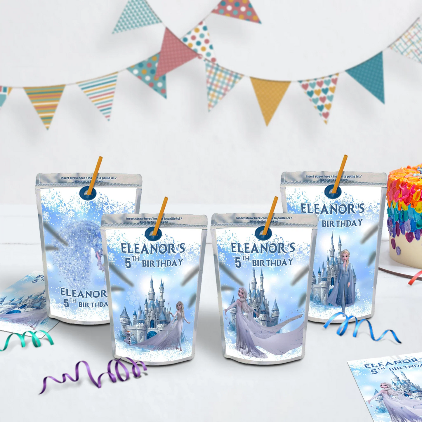 Frozen Birthday Decorations, Anna, Elsa, Olaf Party Supplies, Frozen Themed, Frozen Disney Digital Template, Editable Frozen Image SVG PNG