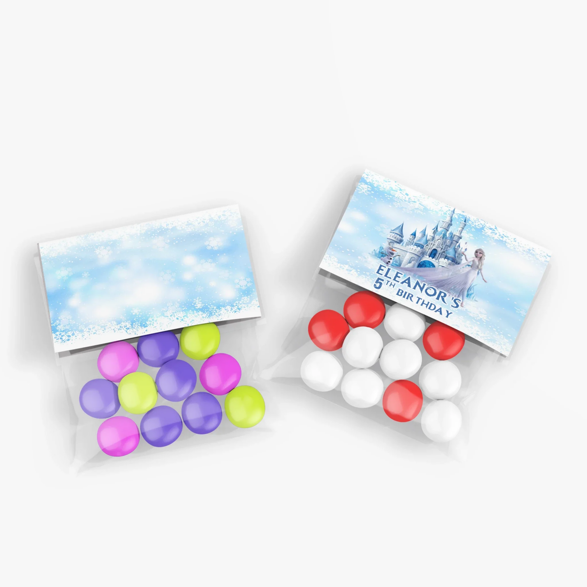 Frozen Treat Bag Topper Label to seal and decorate party favor bags with a Frozen-inspired touch