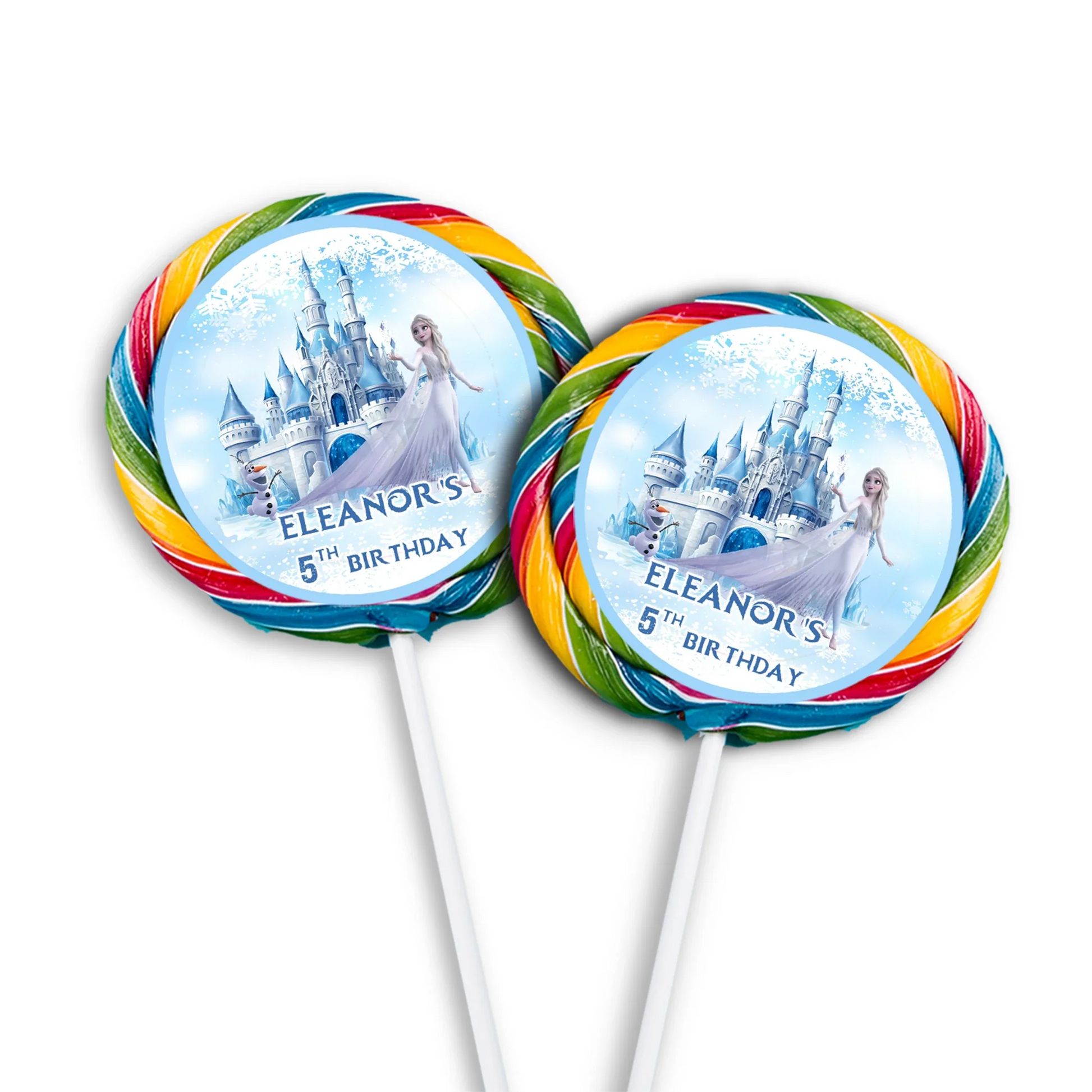 Frozen Lollipop Label featuring a personalized Frozen design for a fun and themed candy treat