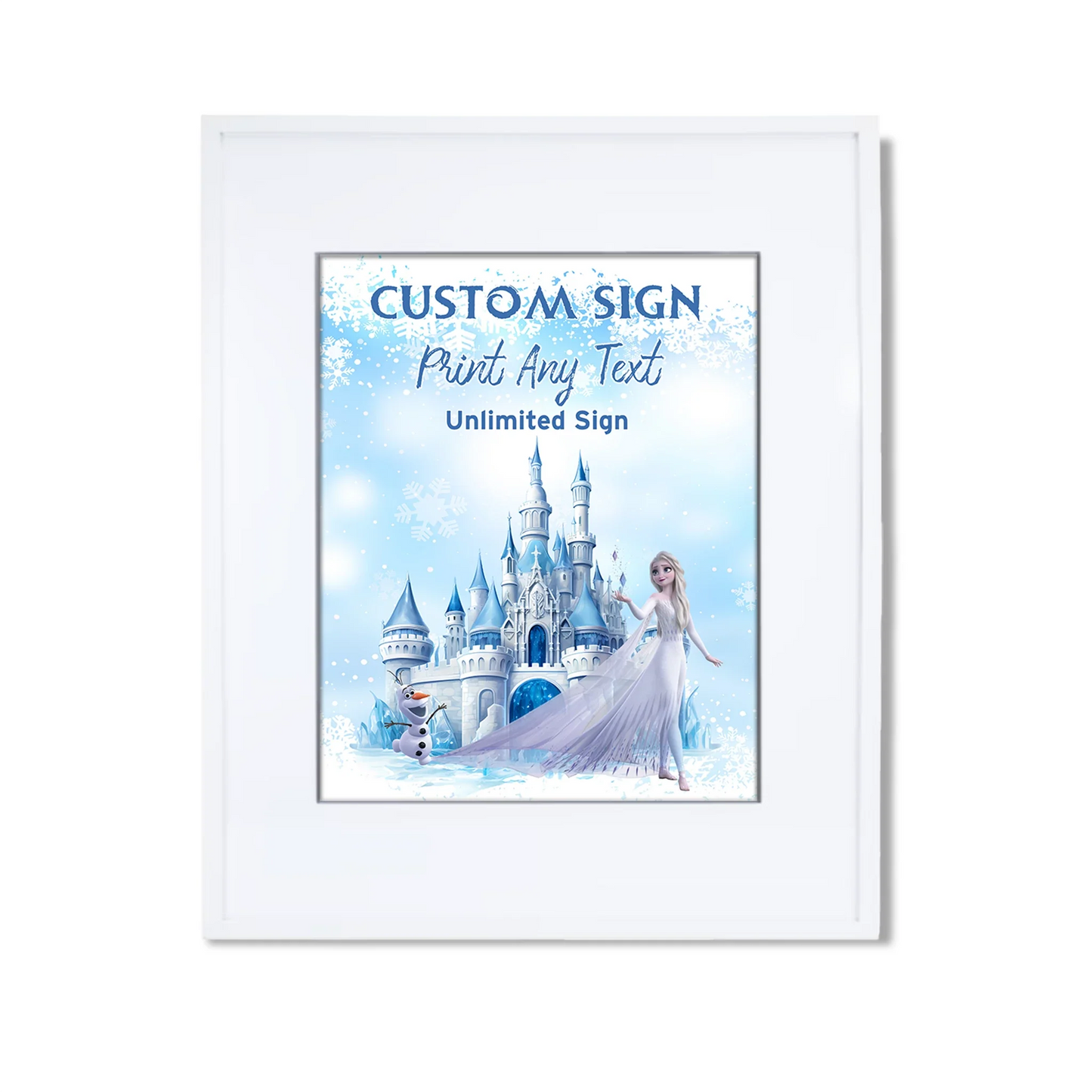 Frozen Custom Sign with a personalized message for decorating a Frozen-themed party or event